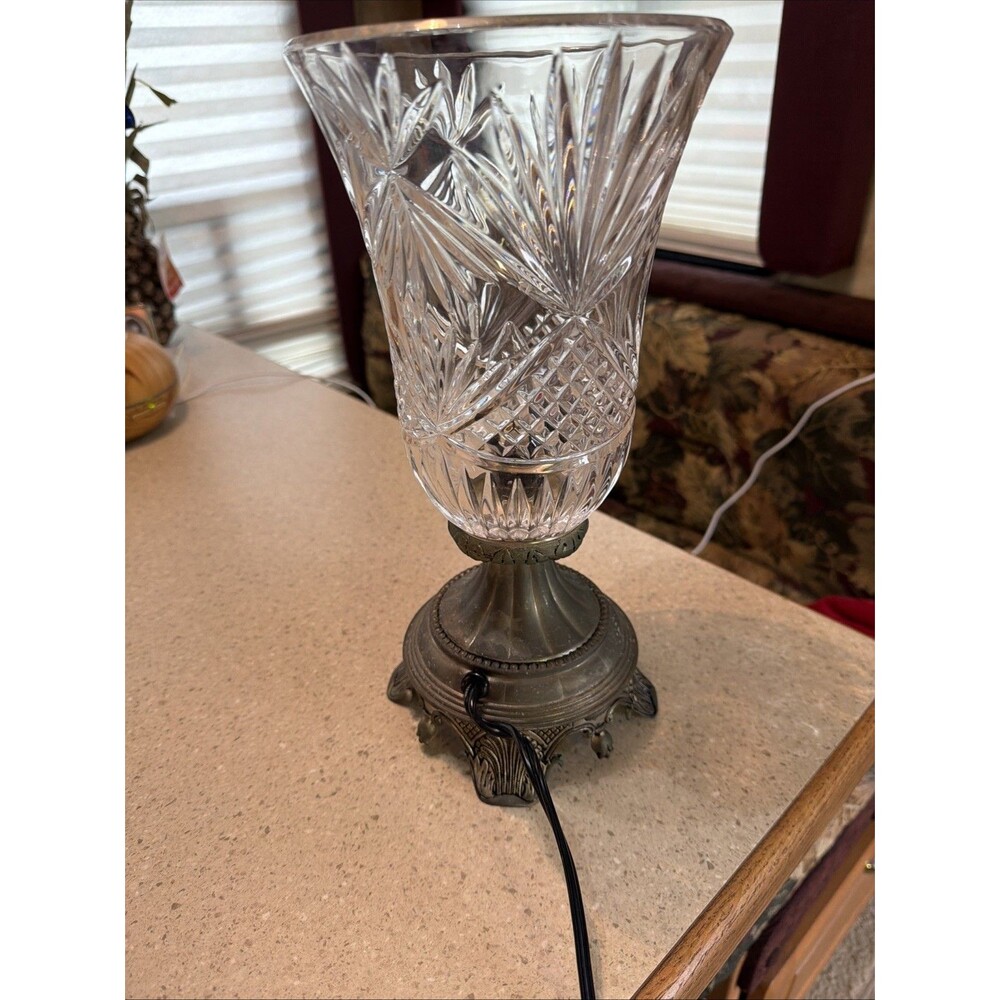 Vintage Godinger Lamp W/ Shannon Irish Crystal Cut Glass Globe & Silver Base.EUC - Picture 13 of 15